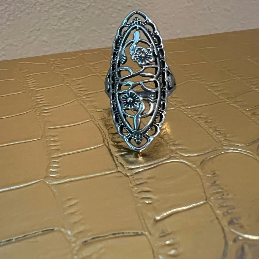 Silver Filigree Statement Ring - Picture 1 of 7